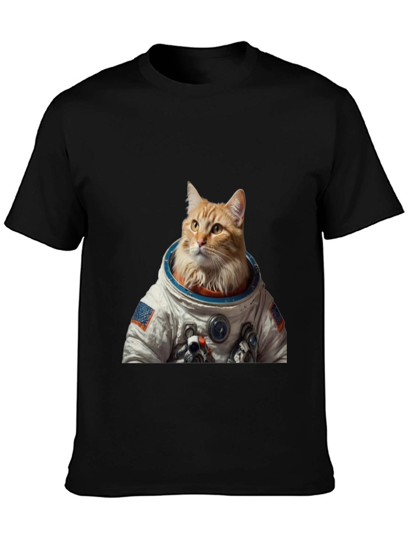 Astronaut Cat Graphic T-Shirt - Black