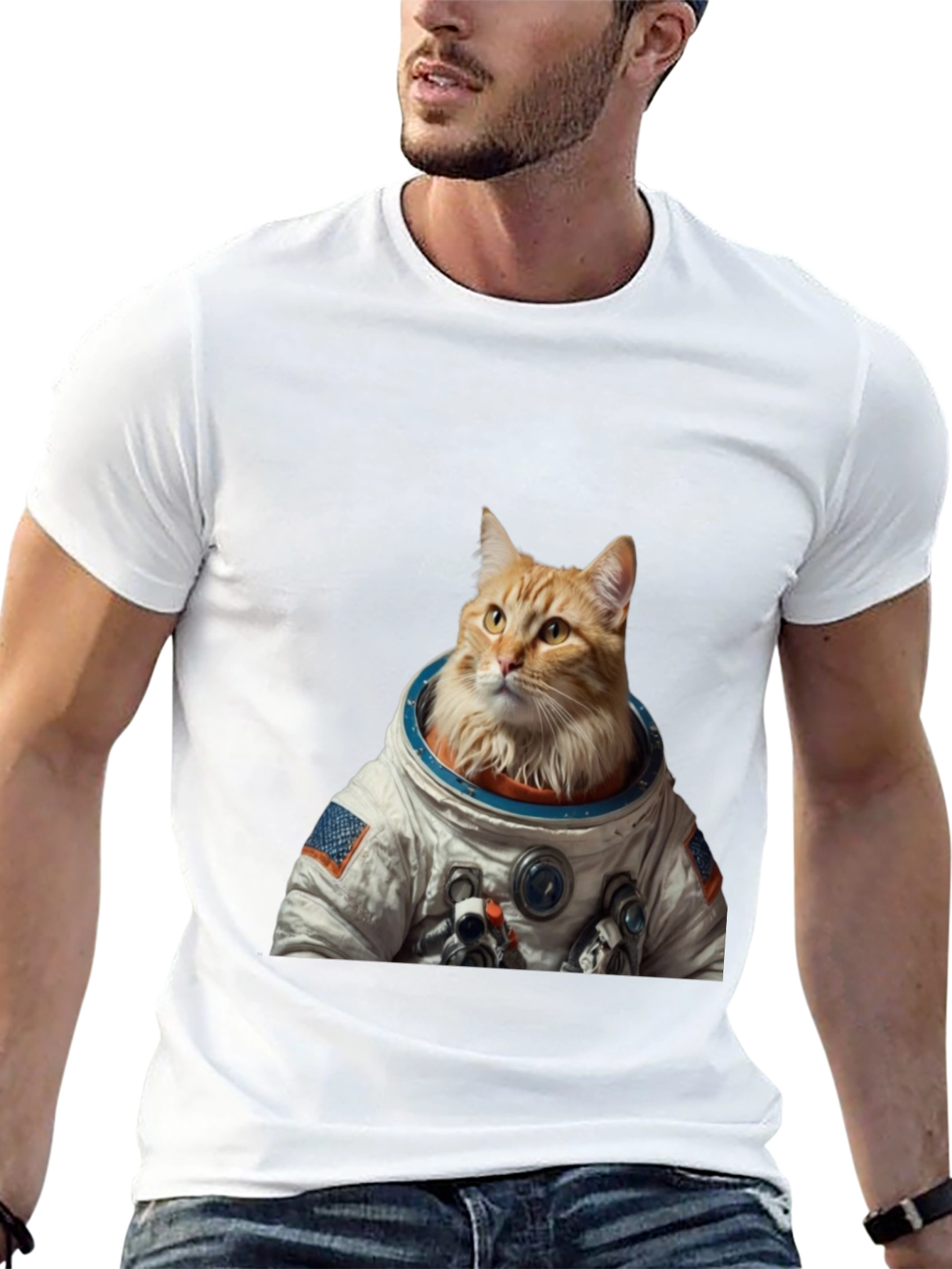 Astronaut Cat Graphic T-Shirt - Black