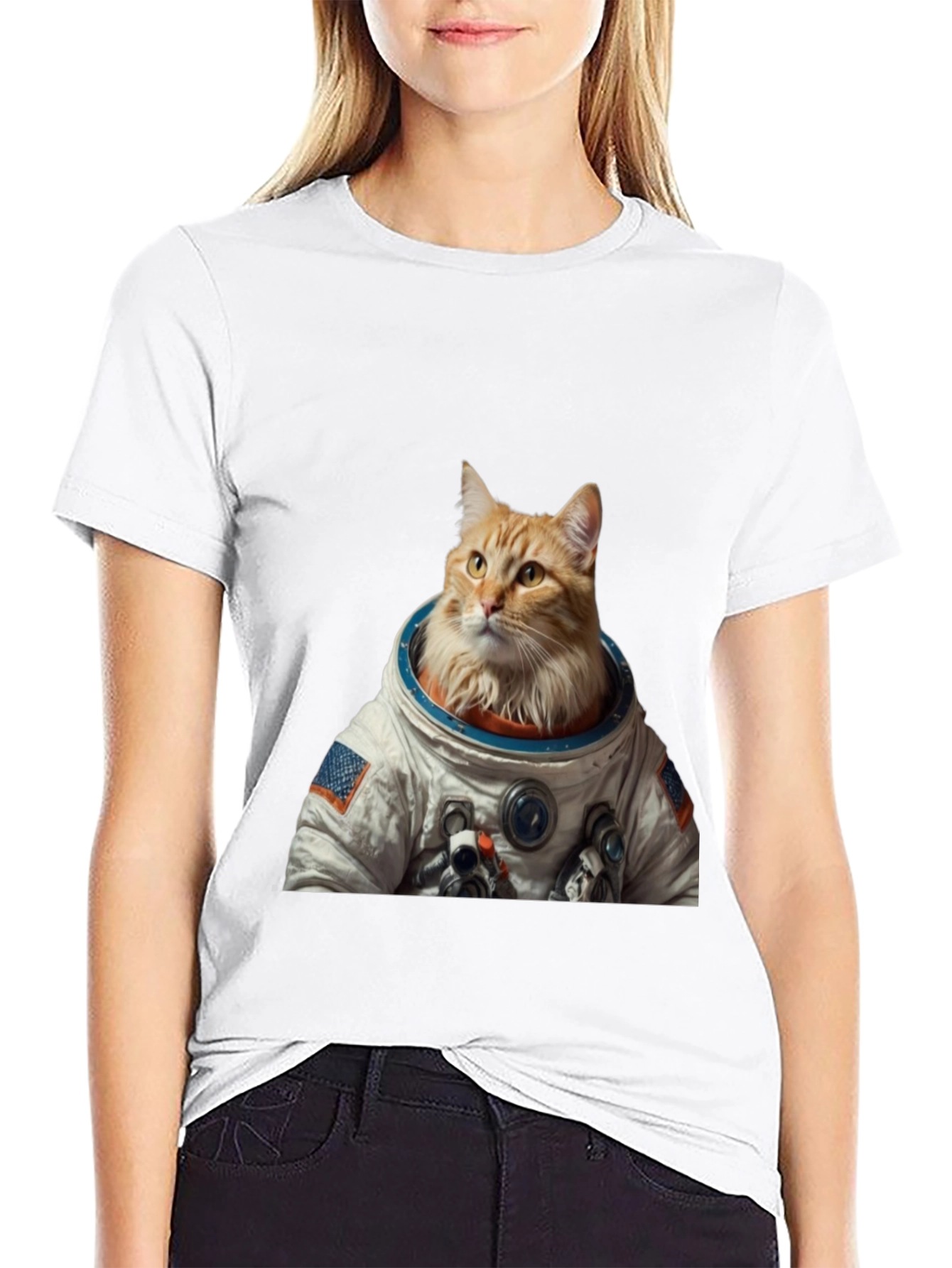 Astronaut Cat Graphic T-Shirt - Black