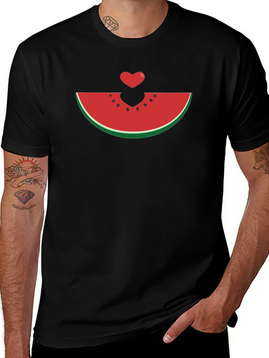 Watermelon Heart Graphic Tee - Black Unisex T-Shirt