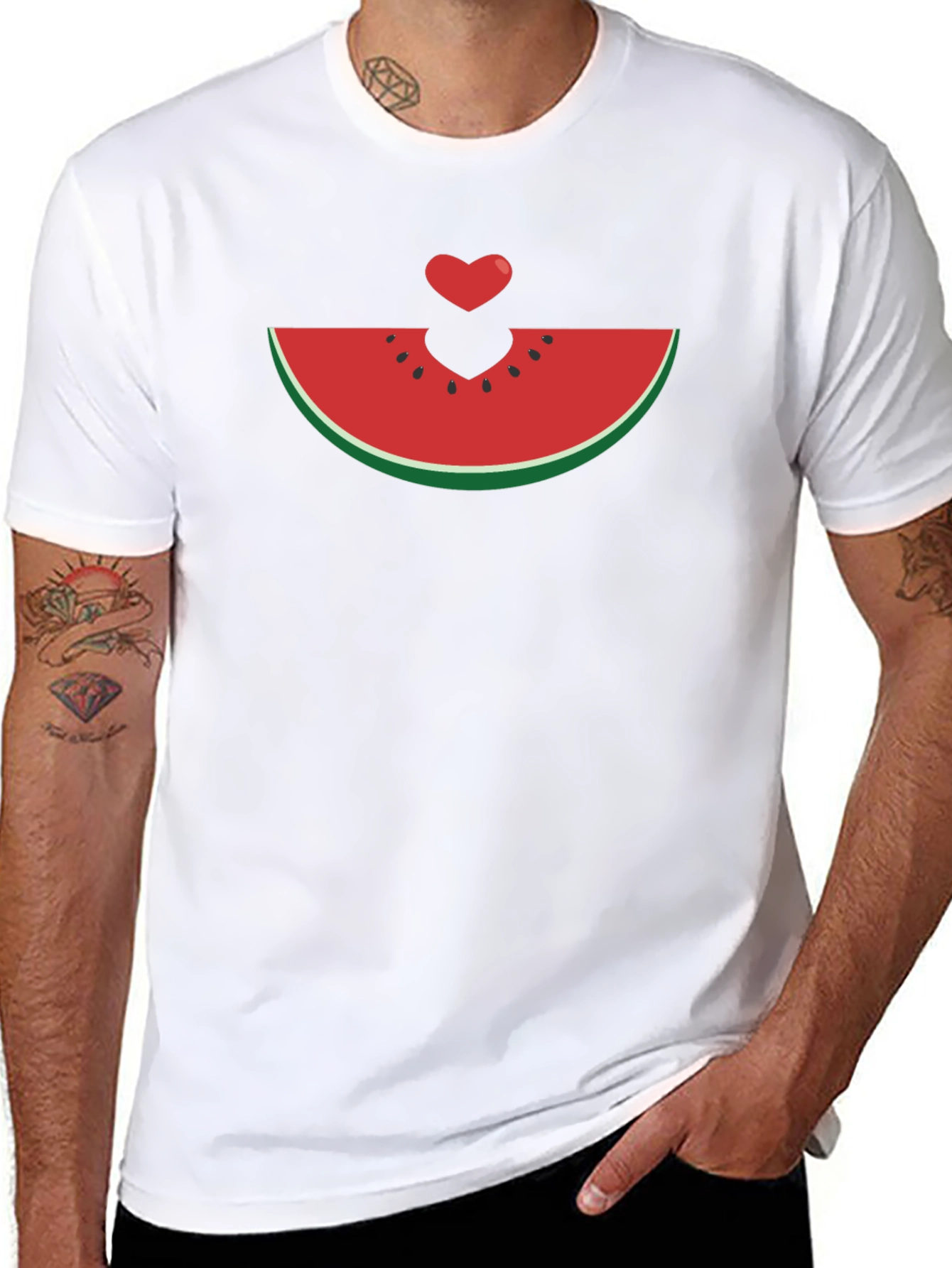 Watermelon Heart Graphic Tee - Black Unisex T-Shirt