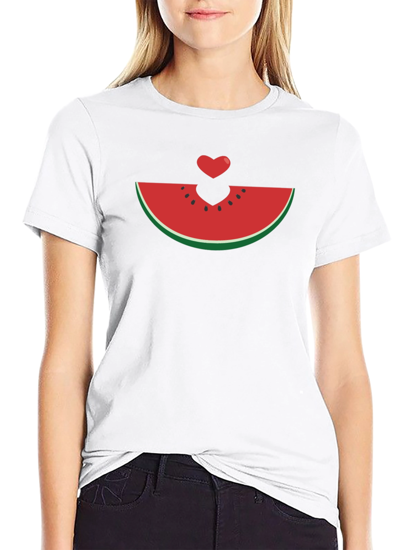 Watermelon Heart Graphic Tee - Black Unisex T-Shirt