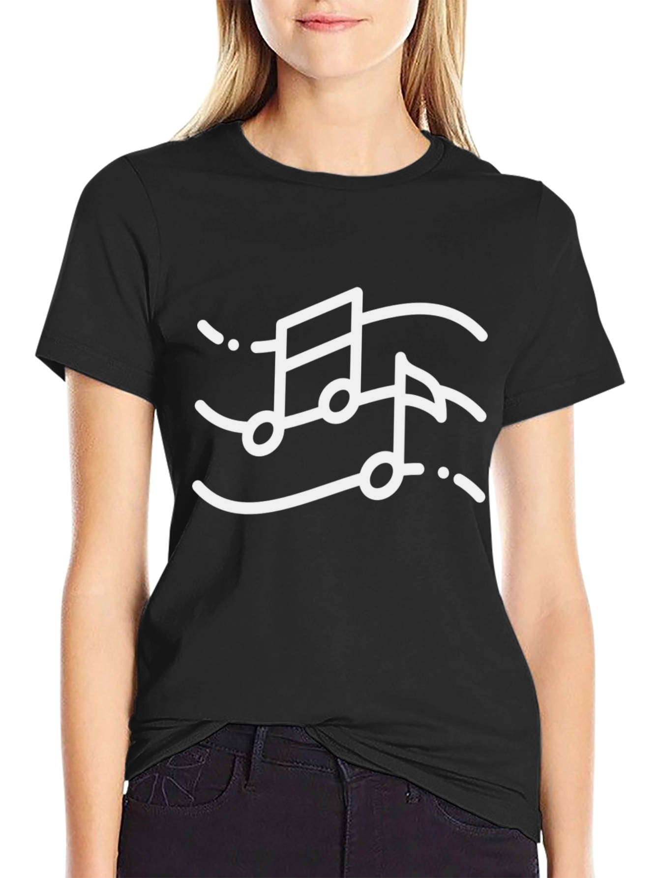 Musical Notes Graphic Tee - Stylish Black T-Shirt