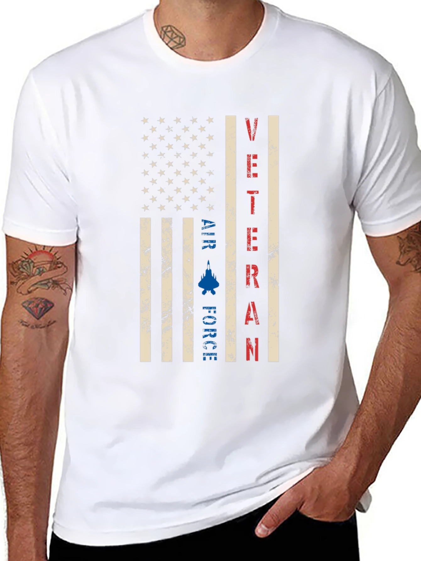 Air Force Veteran American Flag Graphic T-Shirt