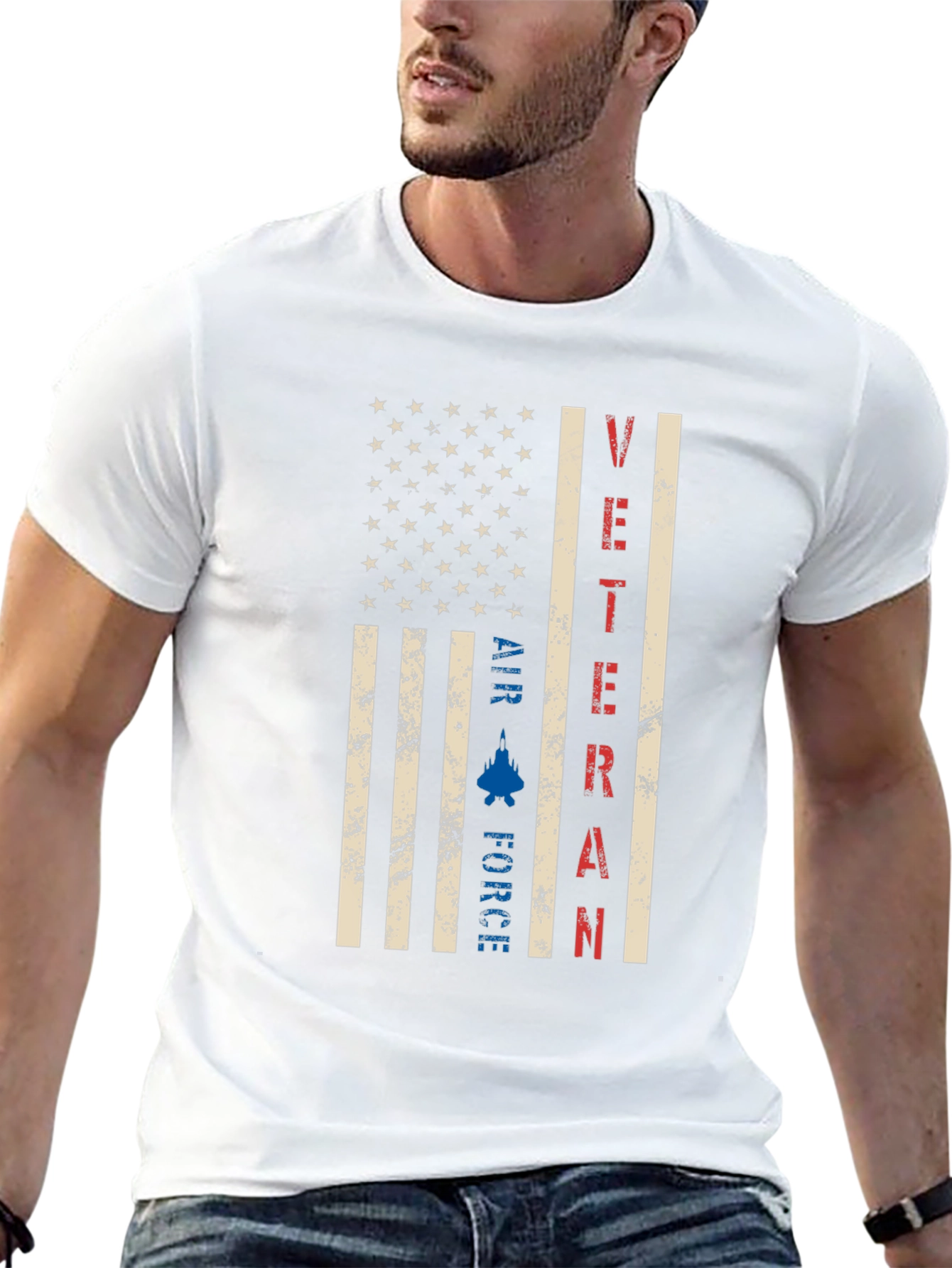 Air Force Veteran American Flag Graphic T-Shirt