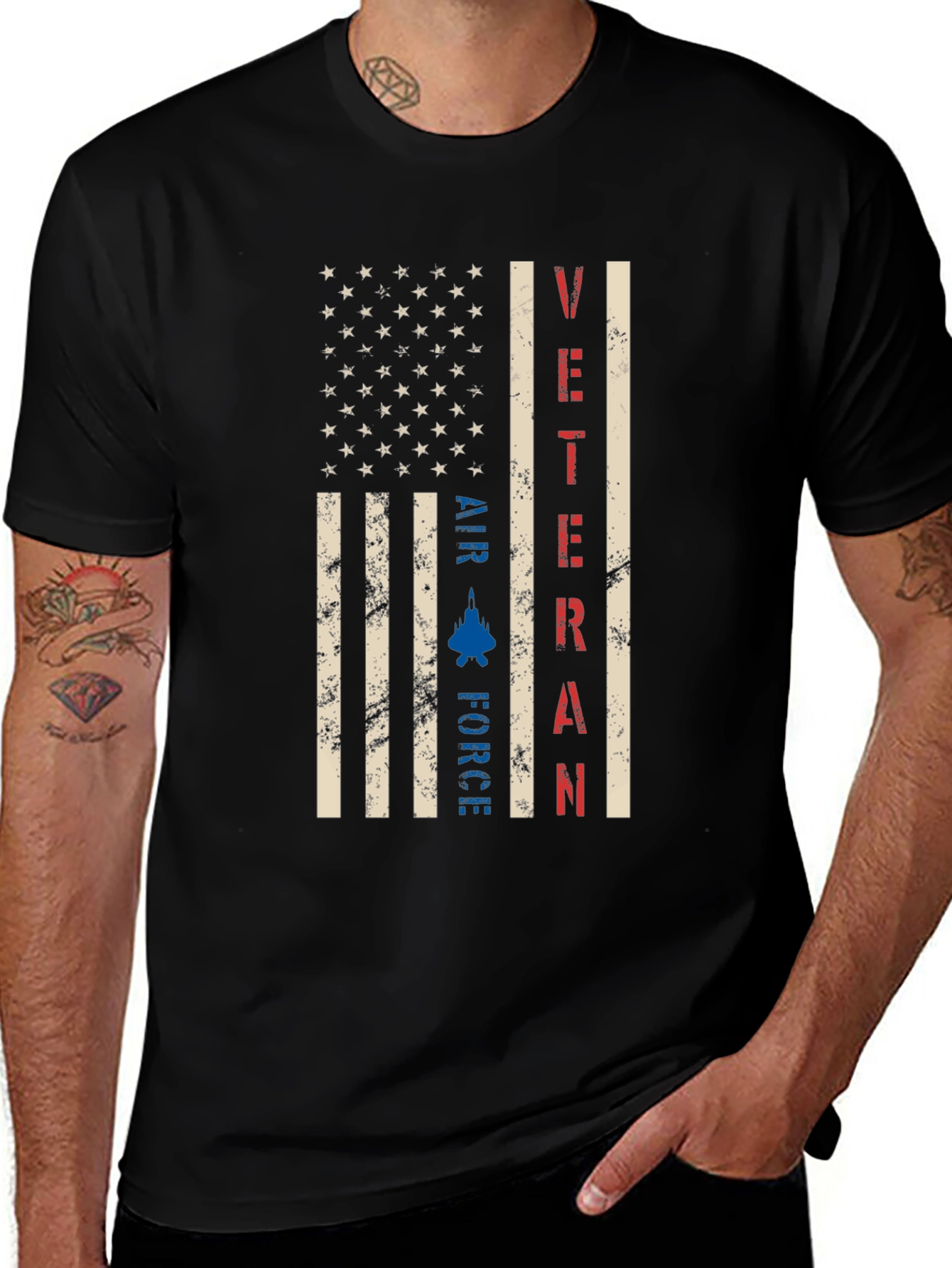 Air Force Veteran American Flag Graphic T-Shirt