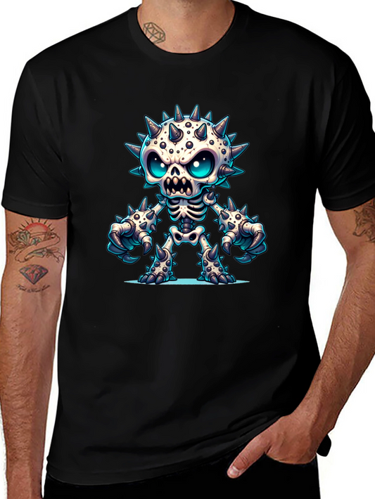 Spiked Skeleton Graphic Tee - Edgy Style