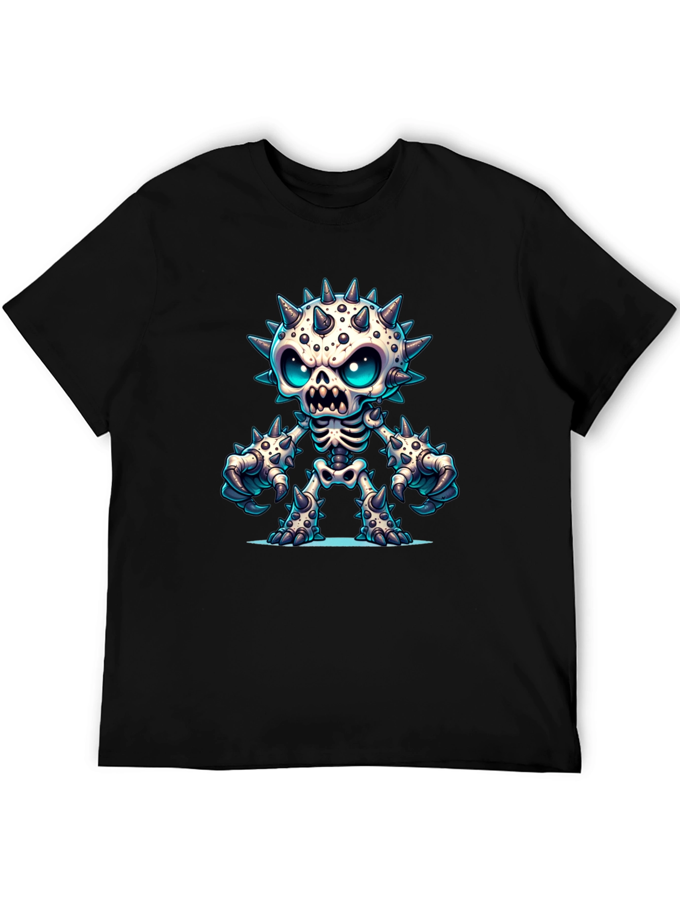 Spiked Skeleton Graphic Tee - Edgy Style