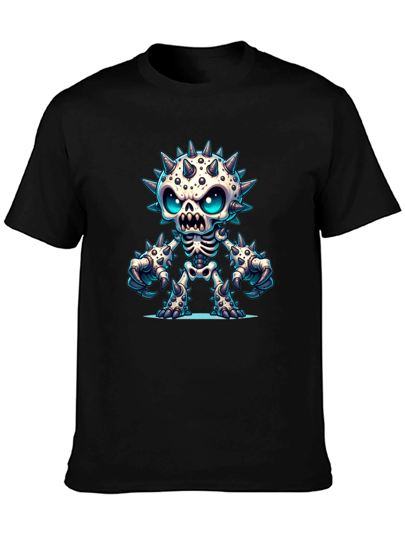 Spiked Skeleton Graphic Tee - Edgy Style