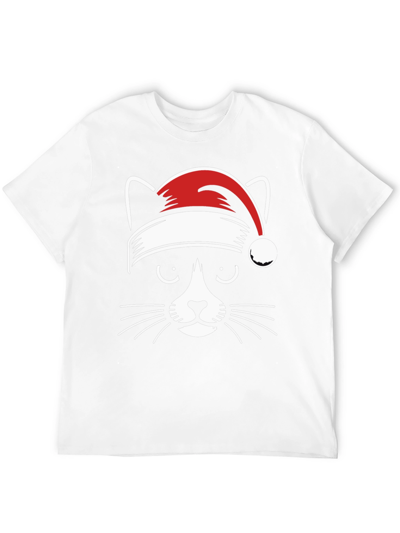 Festive Cat Tee - Santa Hat Graphic T-Shirt