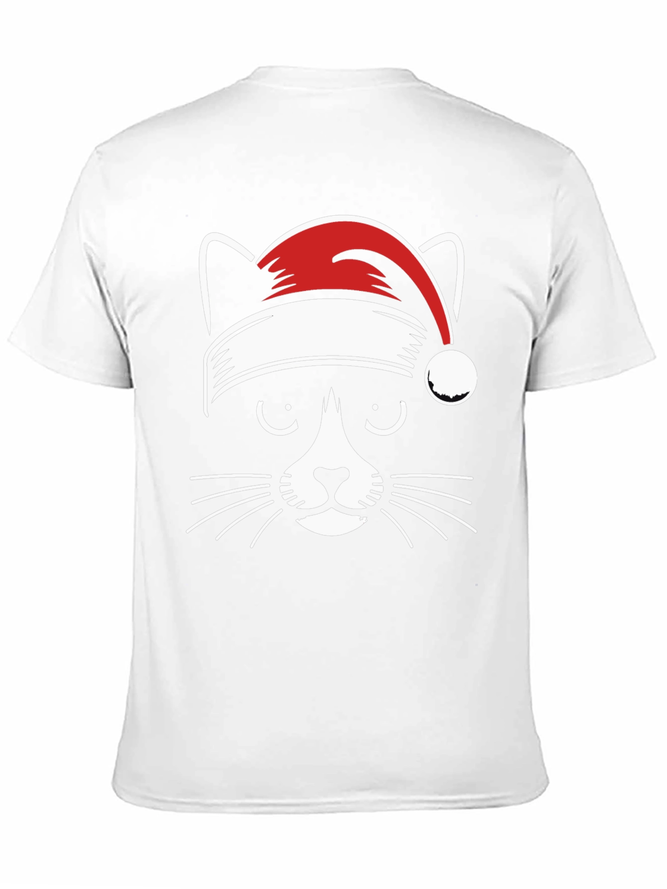 Festive Cat Tee - Santa Hat Graphic T-Shirt