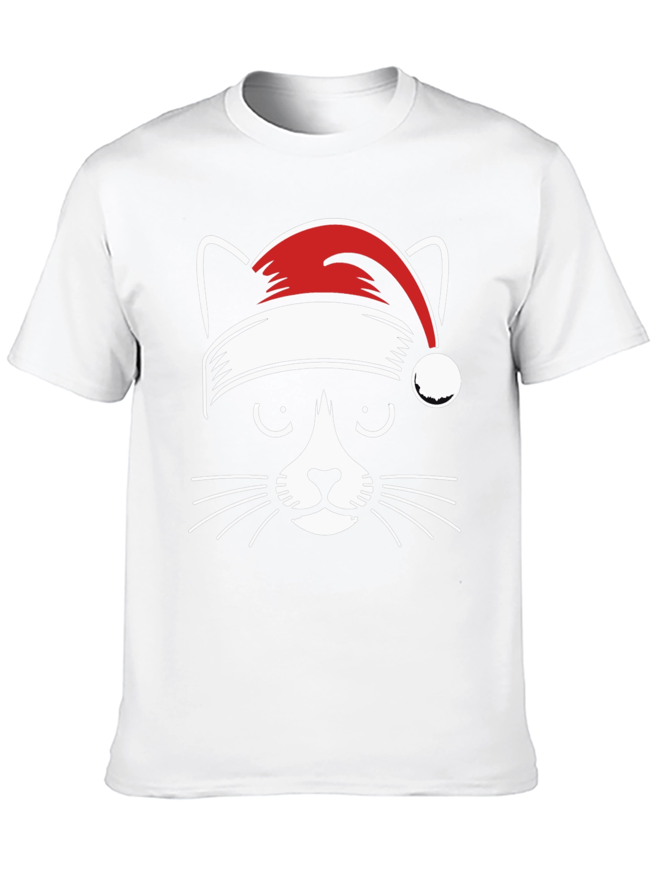 Festive Cat Tee - Santa Hat Graphic T-Shirt