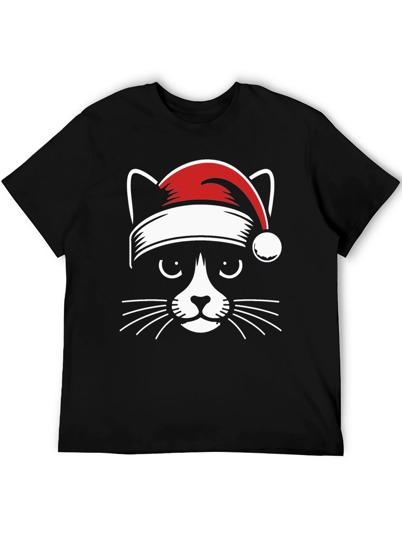 Festive Cat Tee - Santa Hat Graphic T-Shirt
