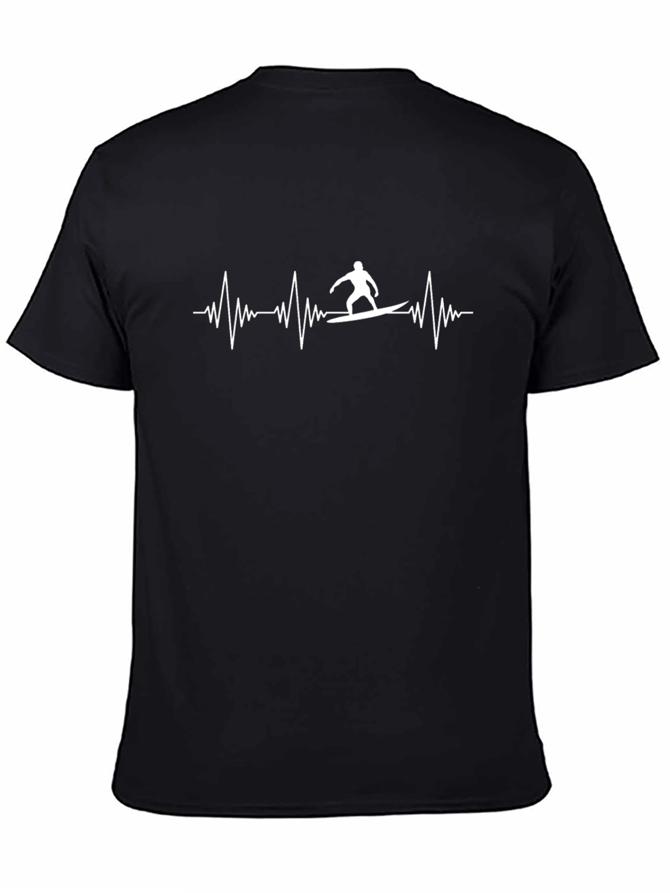 Surfer Heartbeat Graphic Tee - Black Casual T-Shirt