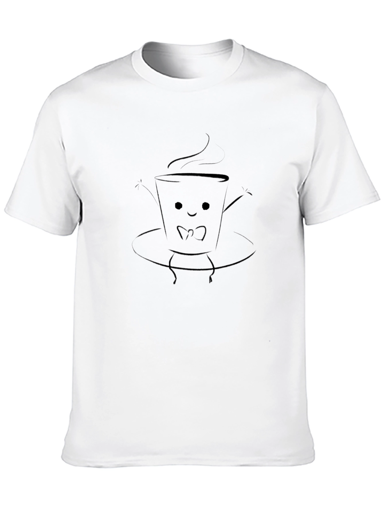 Cute Coffee Cup Graphic Tee - Black T-Shirt