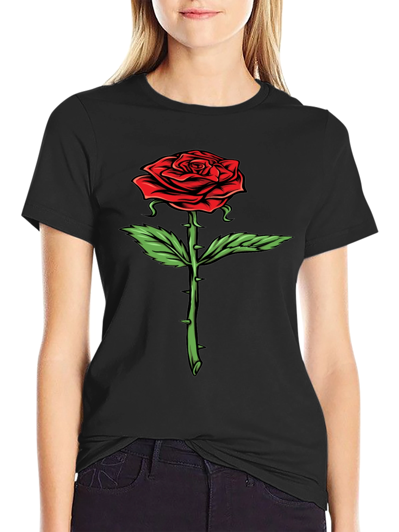 Rose Graphic T-Shirt - Bold Floral Design