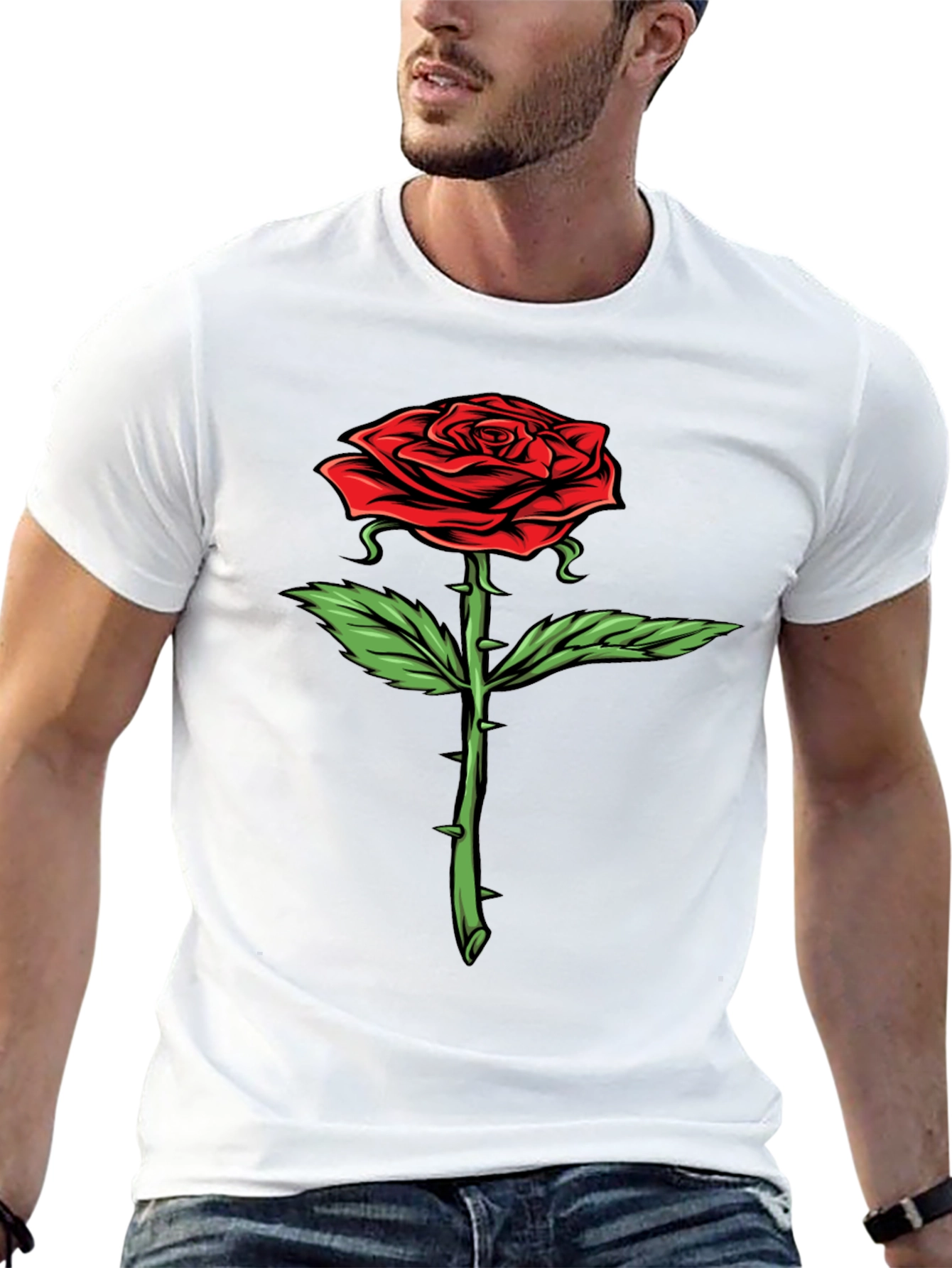 Rose Graphic T-Shirt - Bold Floral Design