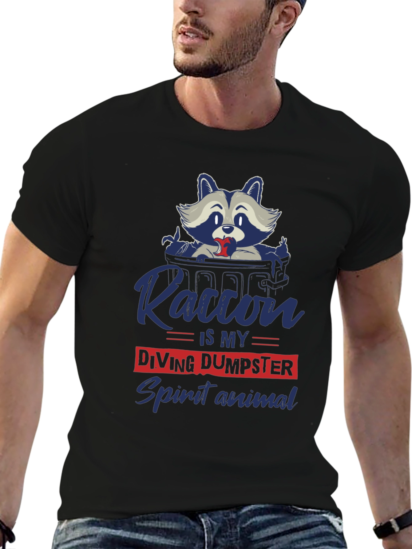Funny Raccoon Dumpster Diving Spirit Animal T-Shirt