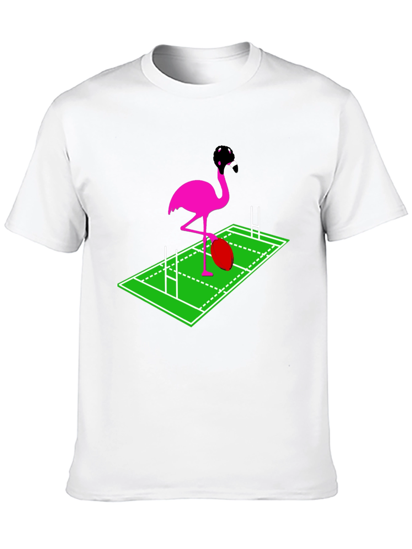Rugby Flamingo Graphic Tee - Black Cotton T-Shirt