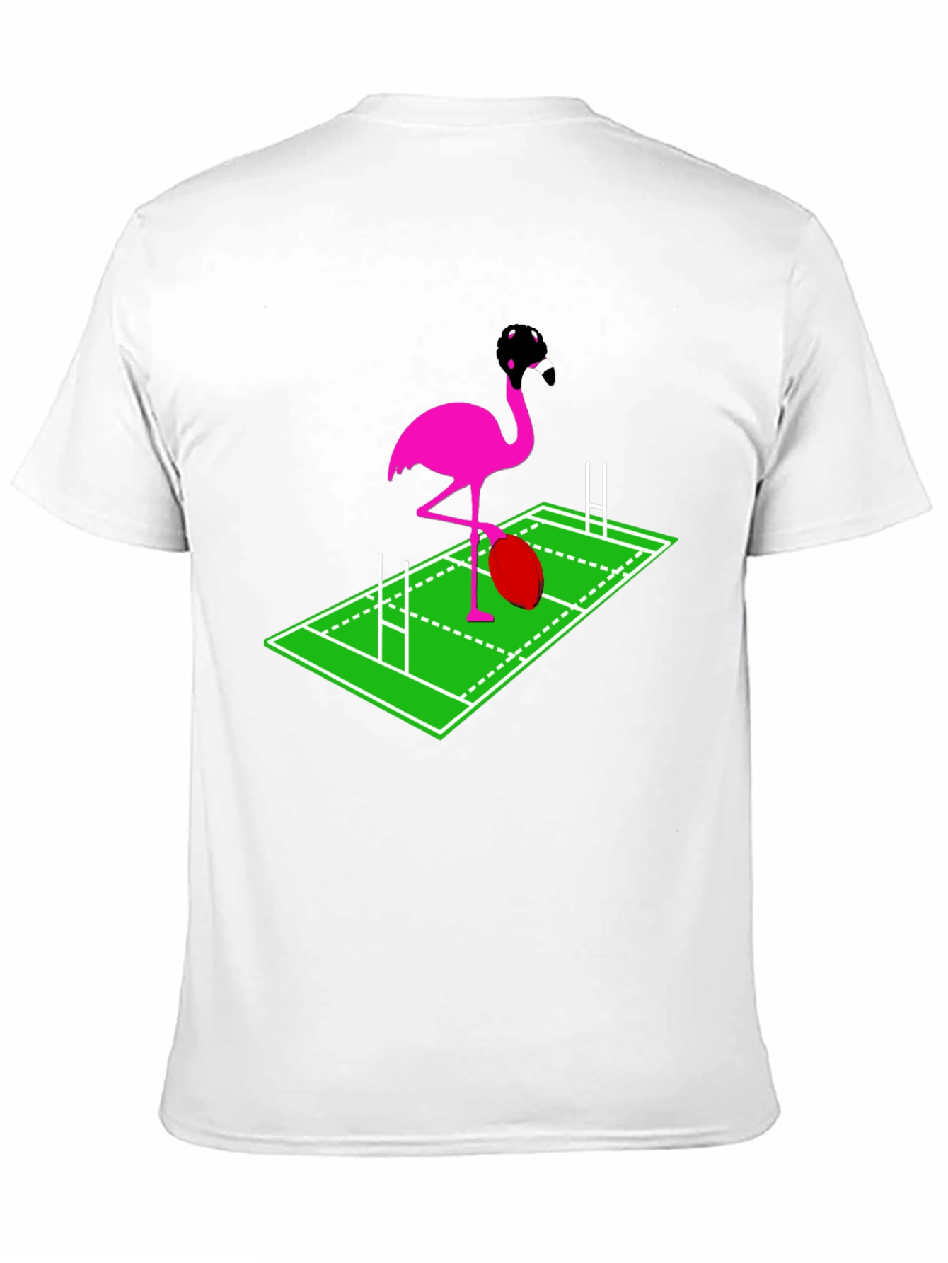 Rugby Flamingo Graphic Tee - Black Cotton T-Shirt