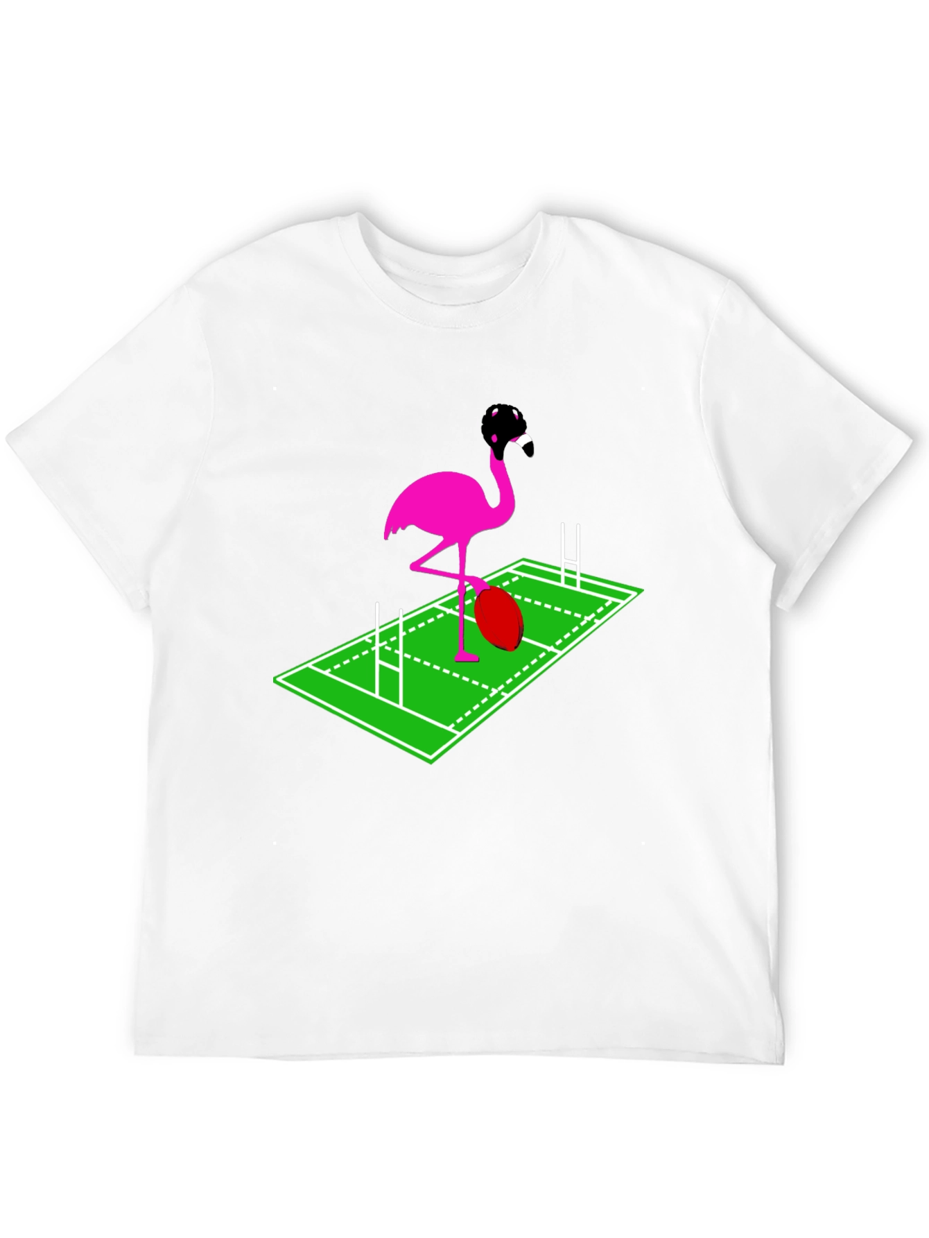 Rugby Flamingo Graphic Tee - Black Cotton T-Shirt