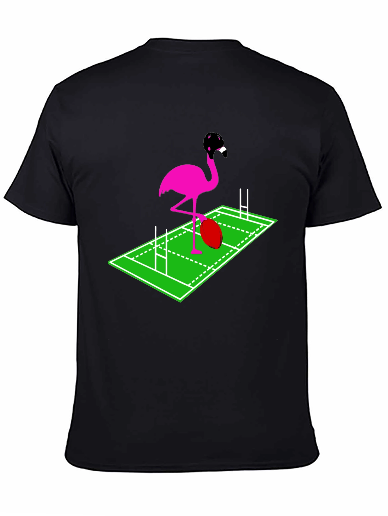 Rugby Flamingo Graphic Tee - Black Cotton T-Shirt