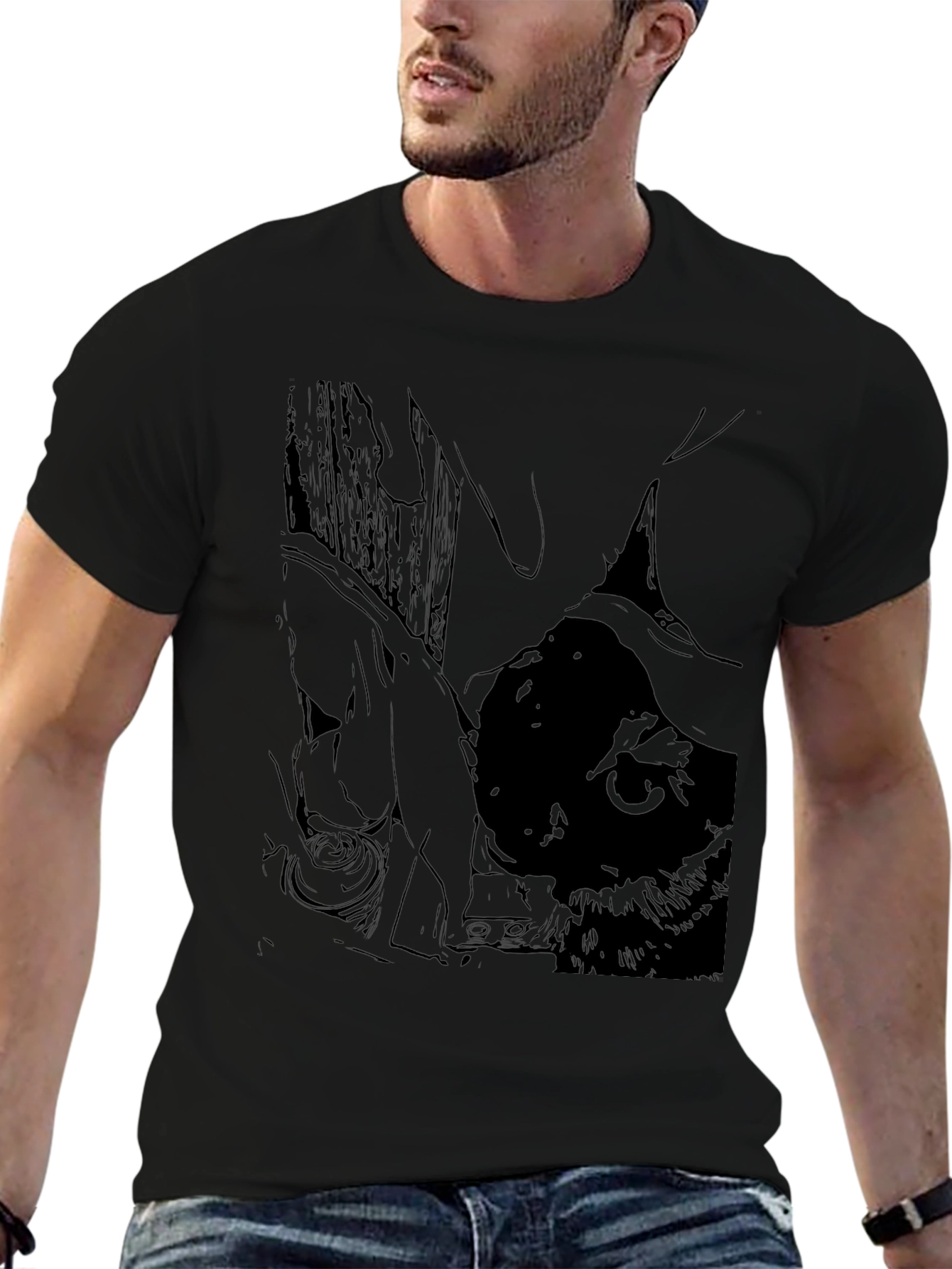 Gothic Cat T-Shirt - Unisex Black Tee