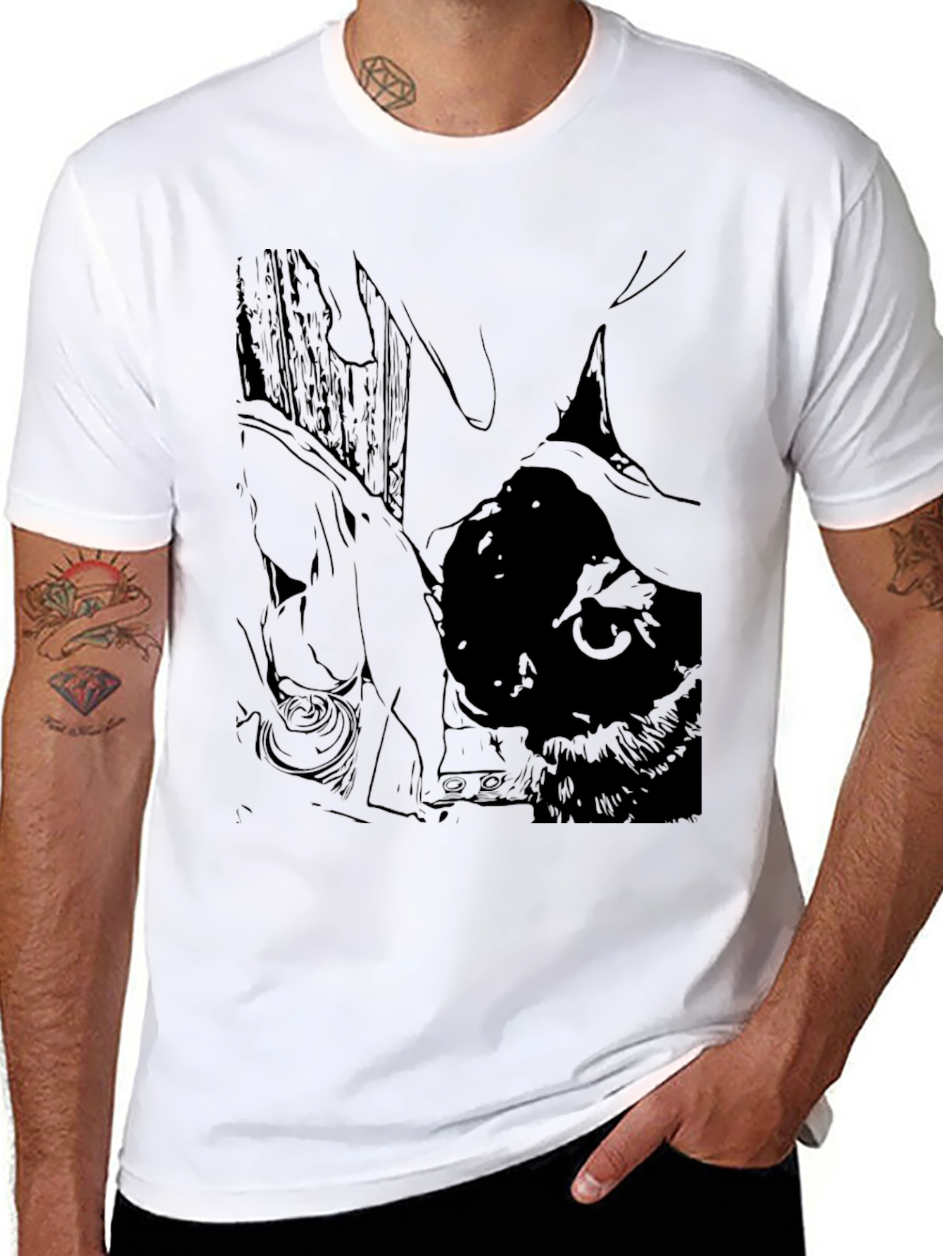 Gothic Cat T-Shirt - Unisex Black Tee