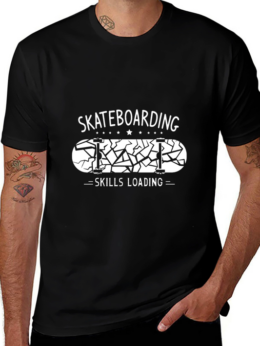 Skateboarding Skills Loading Black Graphic Tee