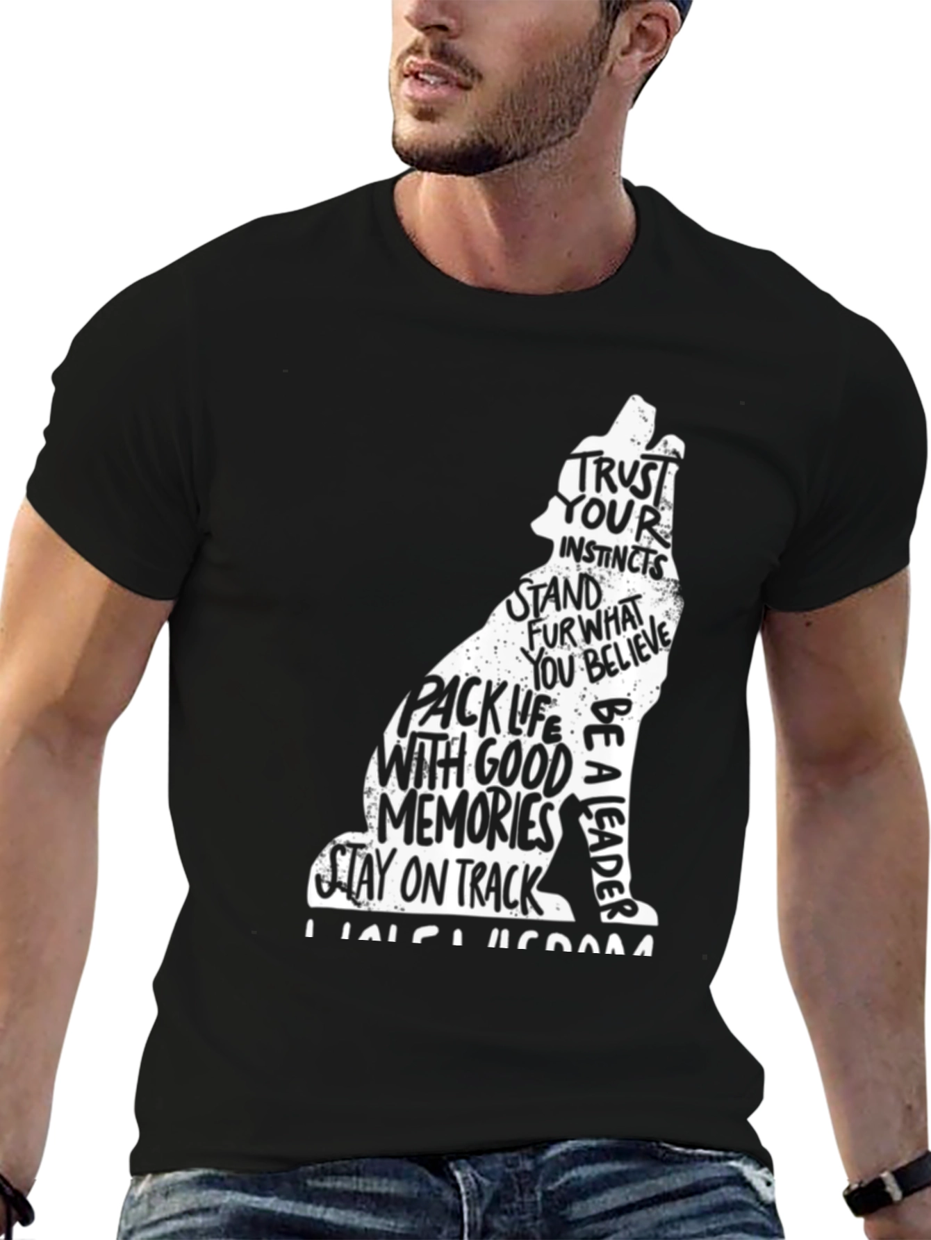 Wolf Silhouette T-Shirt - Trust Your Instincts Design