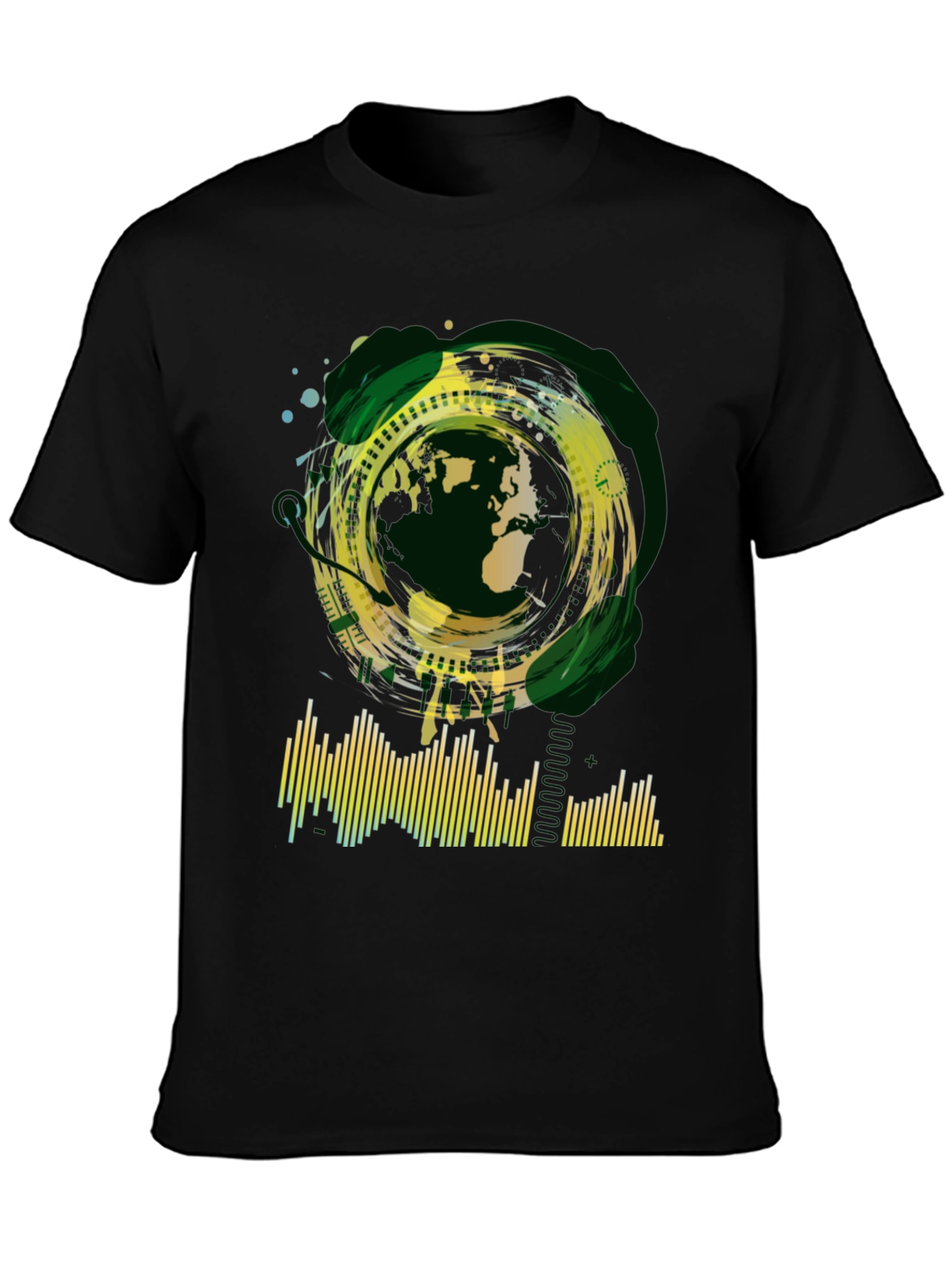 Abstract Globe Graphic Tee - Black