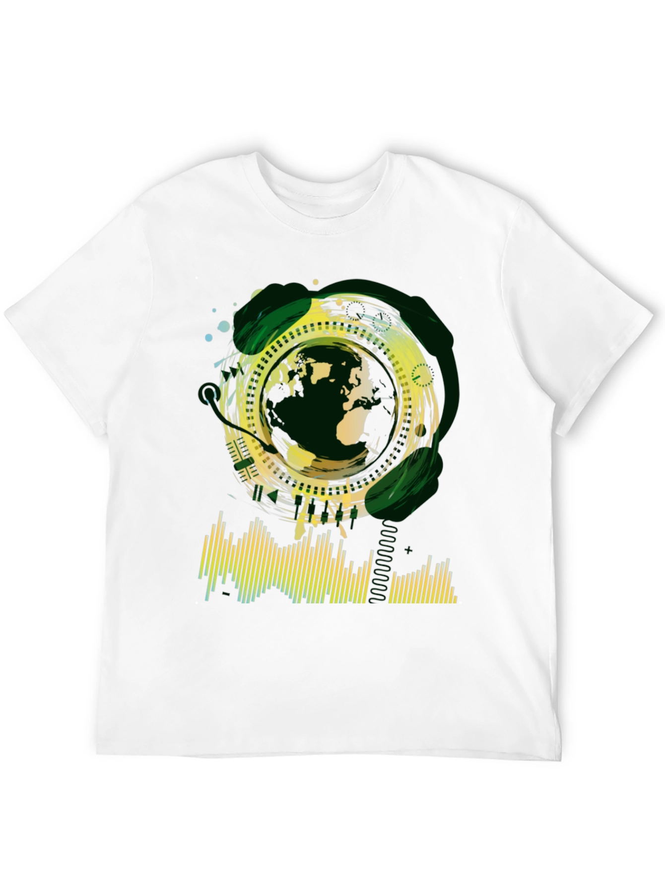 Abstract Globe Graphic Tee - Black