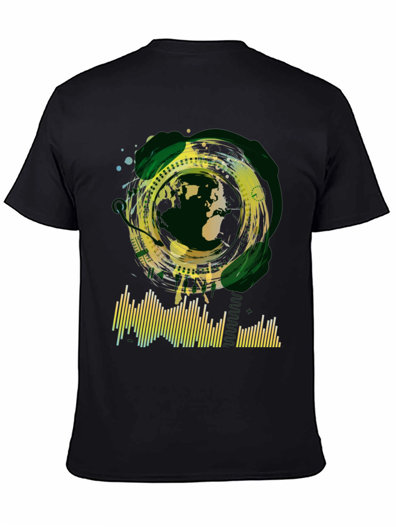 Abstract Globe Graphic Tee - Black