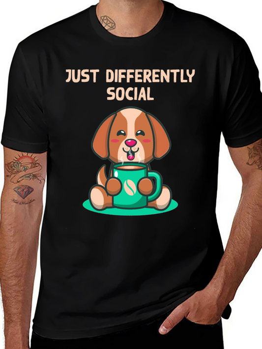 Just Differently Social Cute Dog T-Shirt