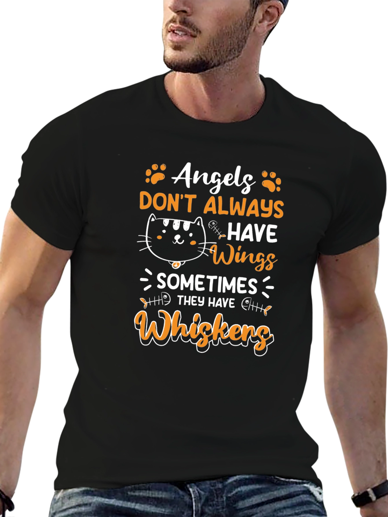Angels Dont Always Have Wings - Cat Whiskers T-Shirt