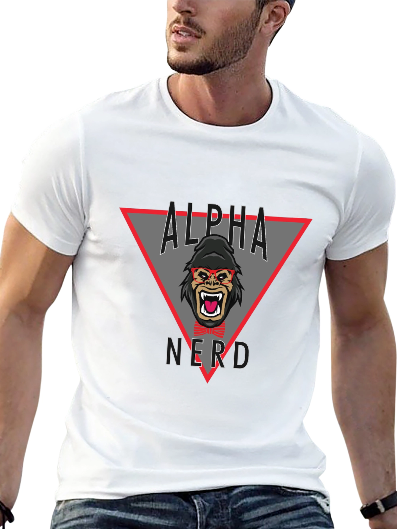 Alpha Nerd Graphic Tee - Black Cotton T-Shirt