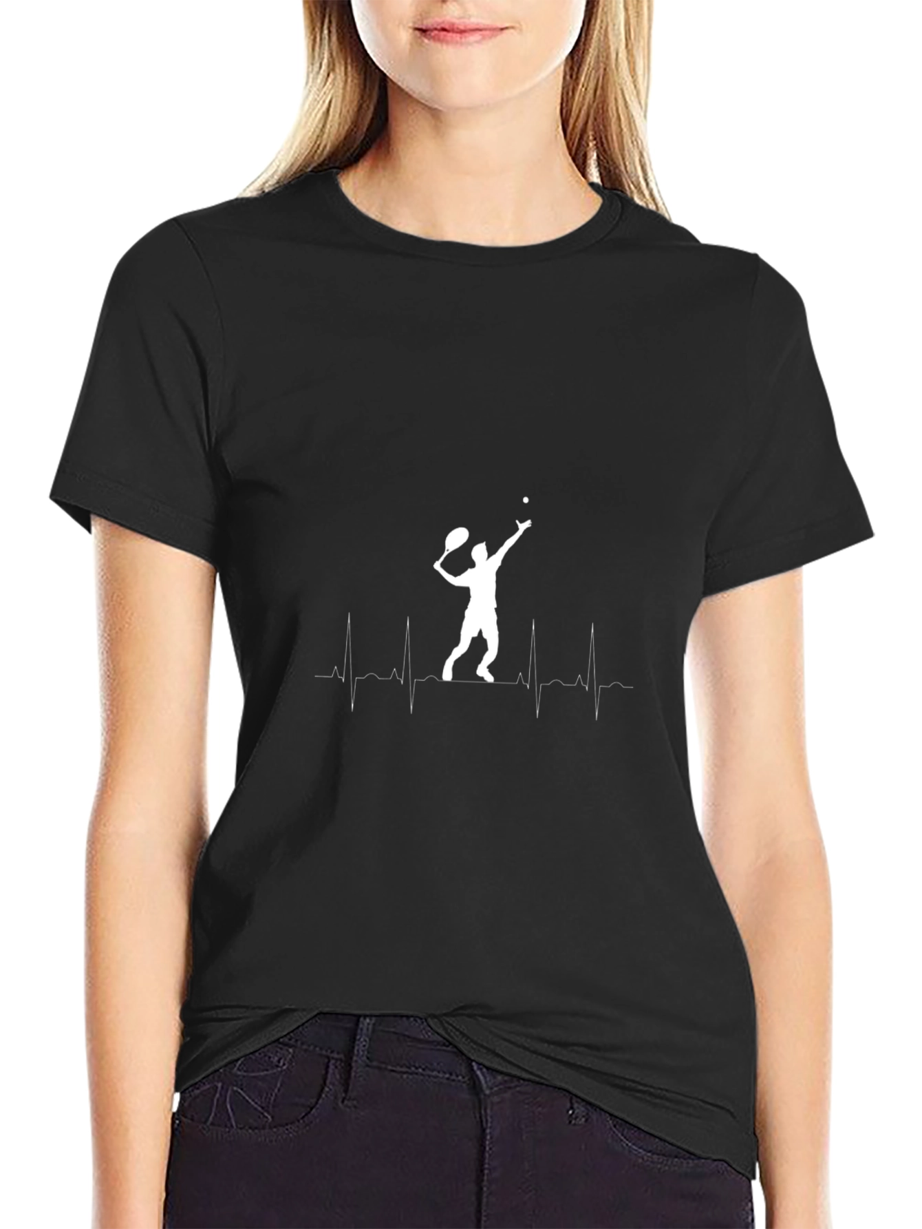 Tennis Heartbeat T-Shirt - Black