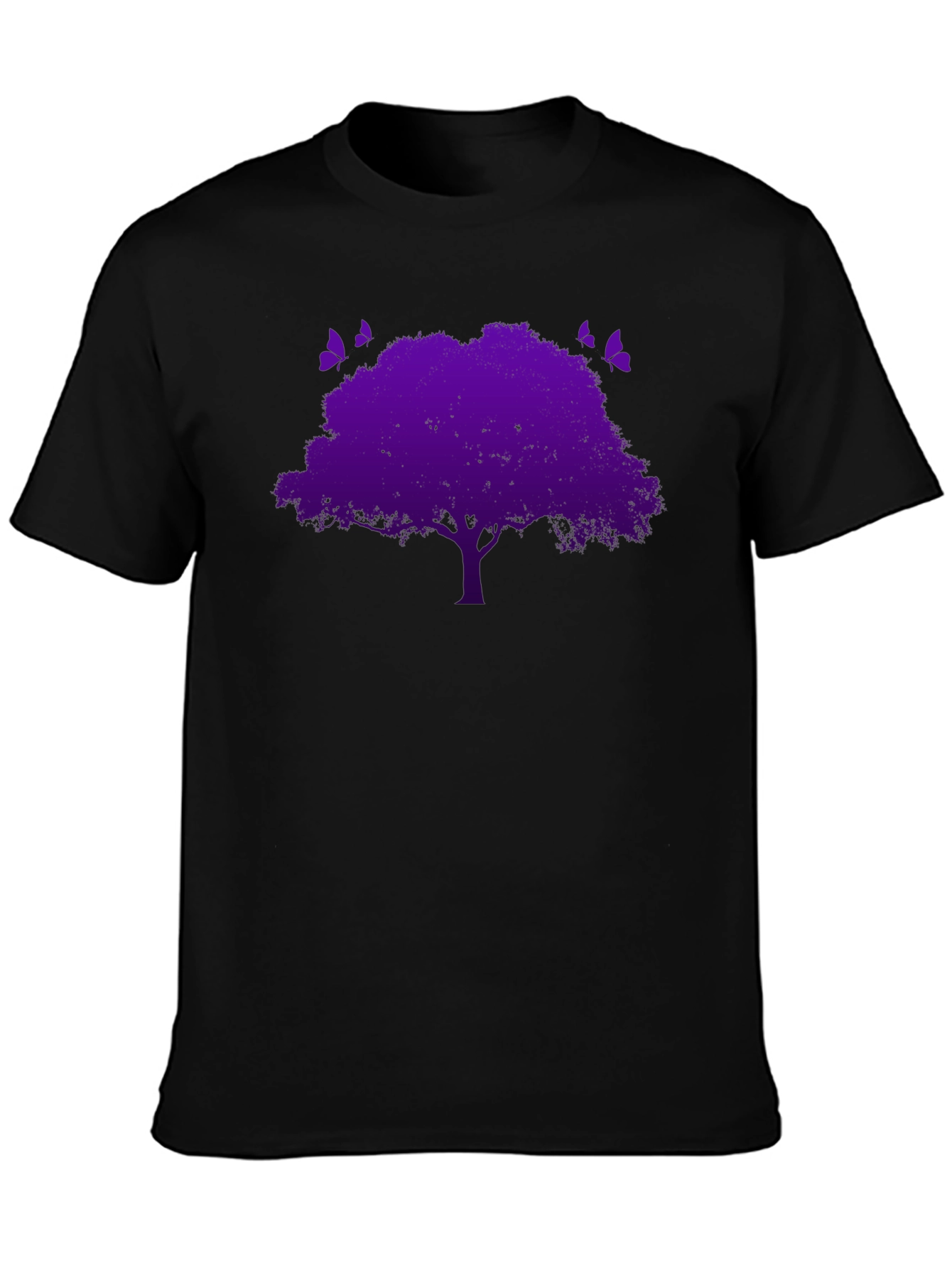 Purple Tree Graphic Tee - Nature Inspired Black T-Shirt