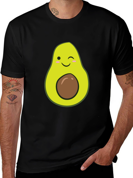 Winking Avocado Graphic Tee - Black Casual T-Shirt