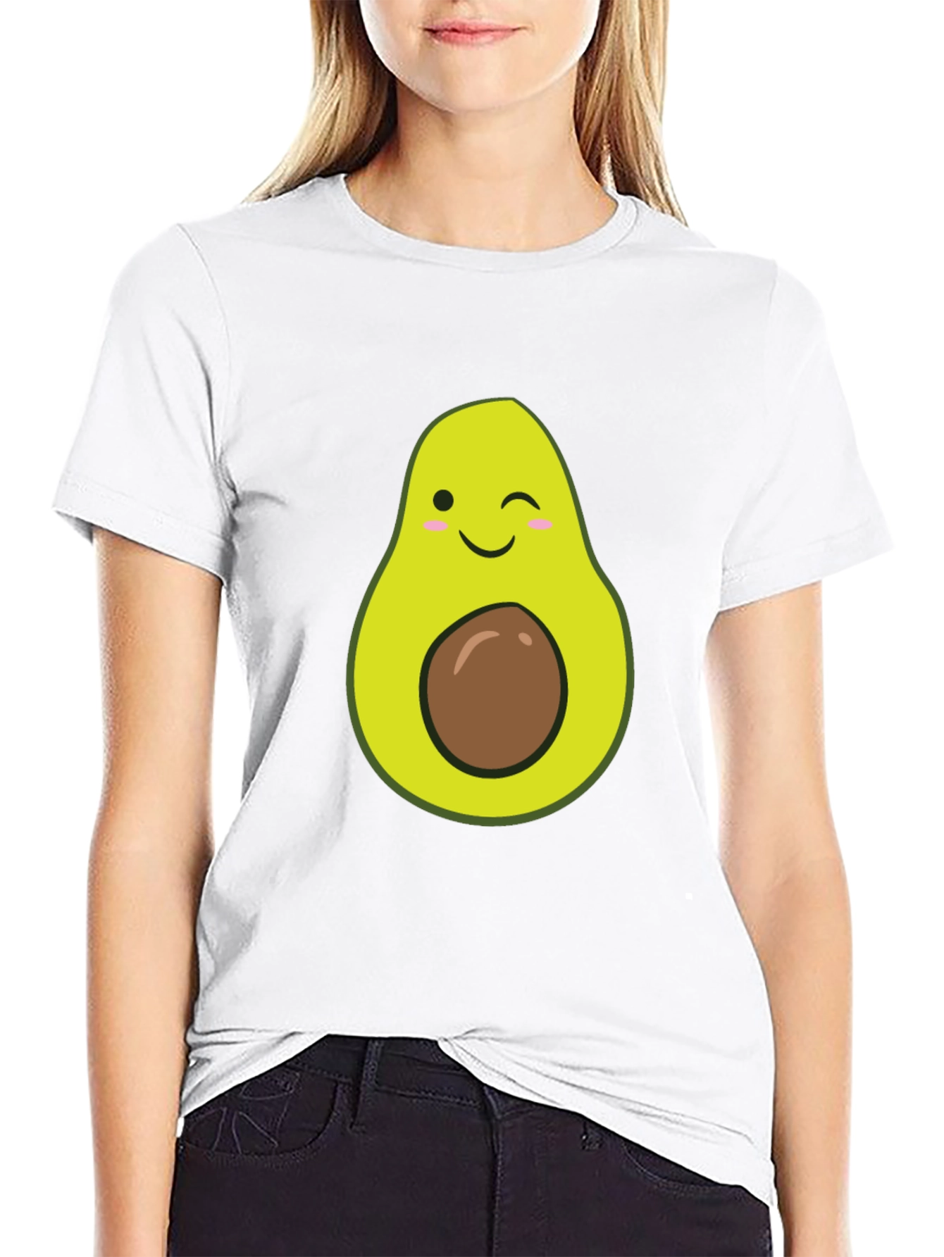 Winking Avocado Graphic Tee - Black Casual T-Shirt