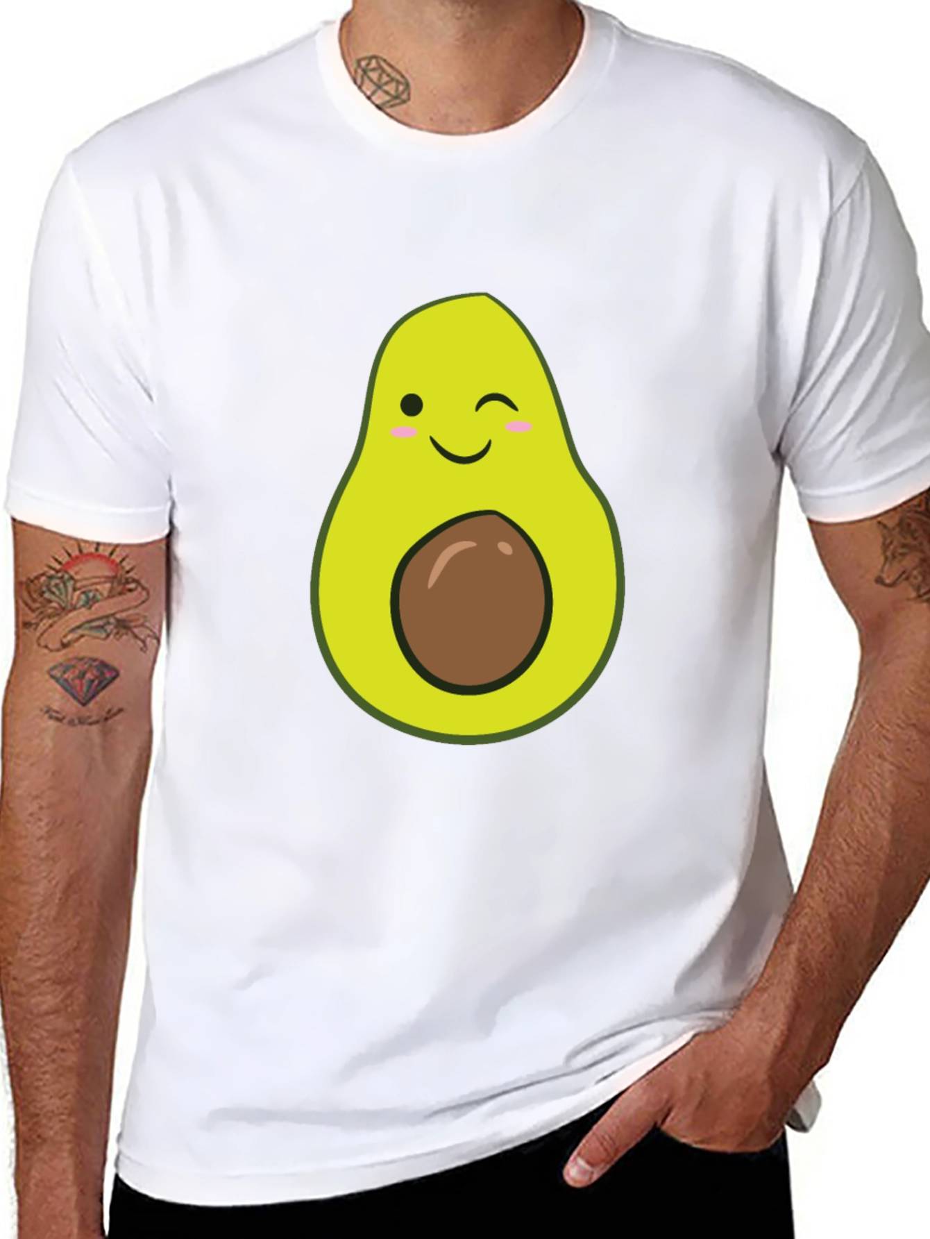 Winking Avocado Graphic Tee - Black Casual T-Shirt