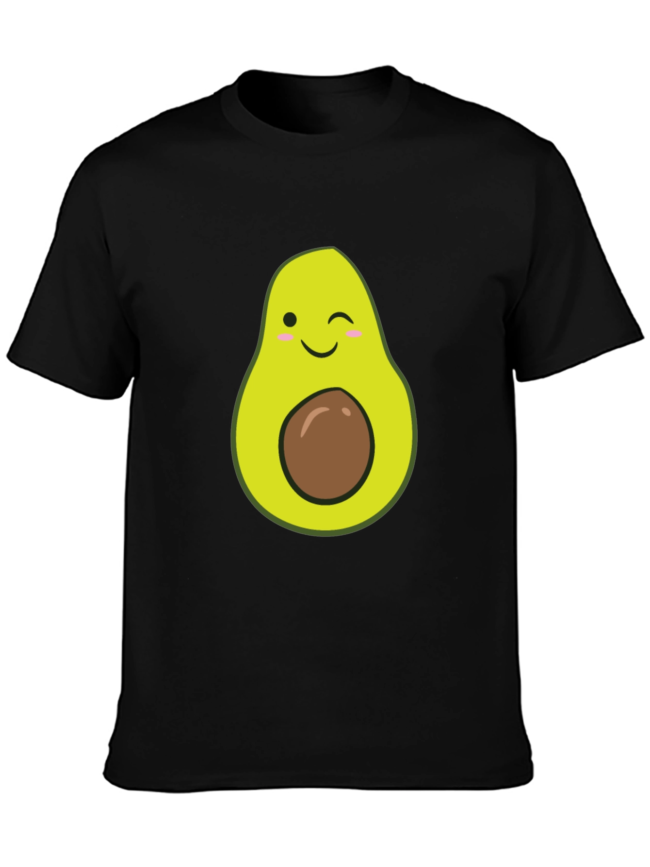Winking Avocado Graphic Tee - Black Casual T-Shirt