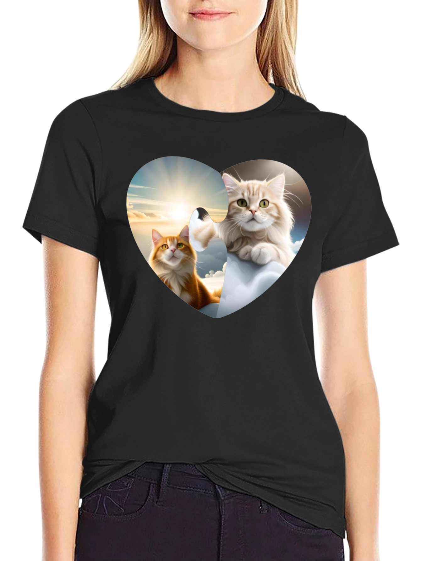 Cats in Heart Sky T-Shirt