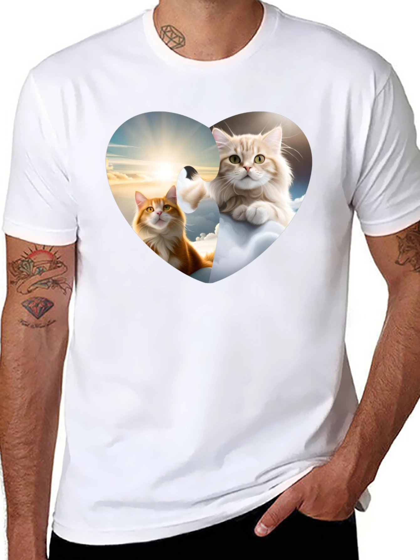 Cats in Heart Sky T-Shirt