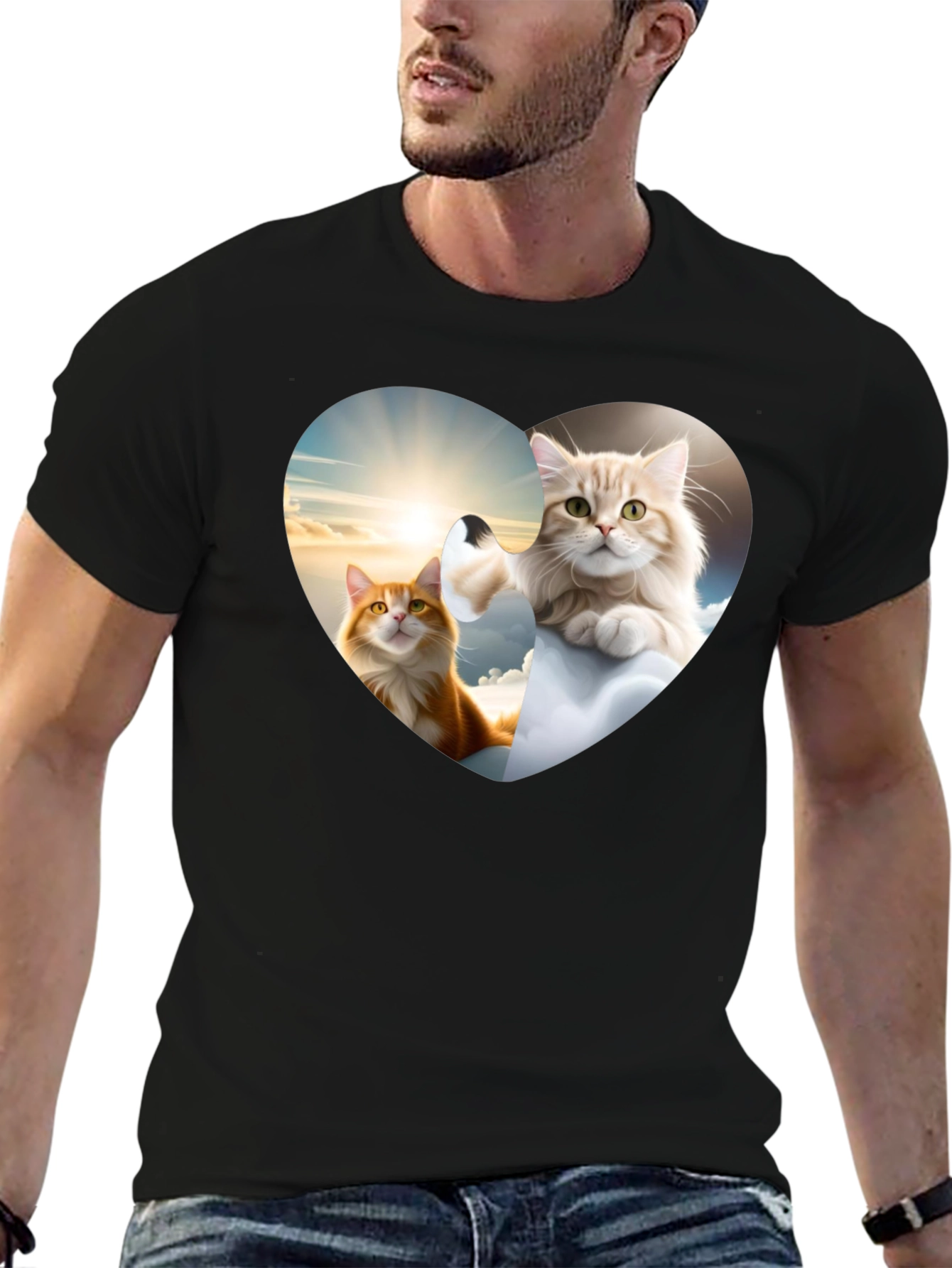 Cats in Heart Sky T-Shirt