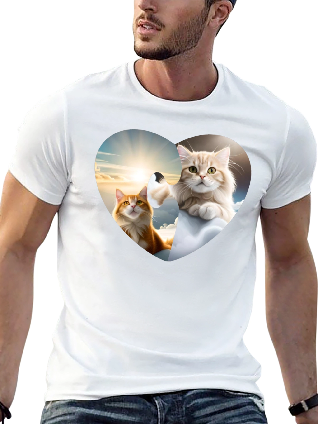 Cats in Heart Sky T-Shirt