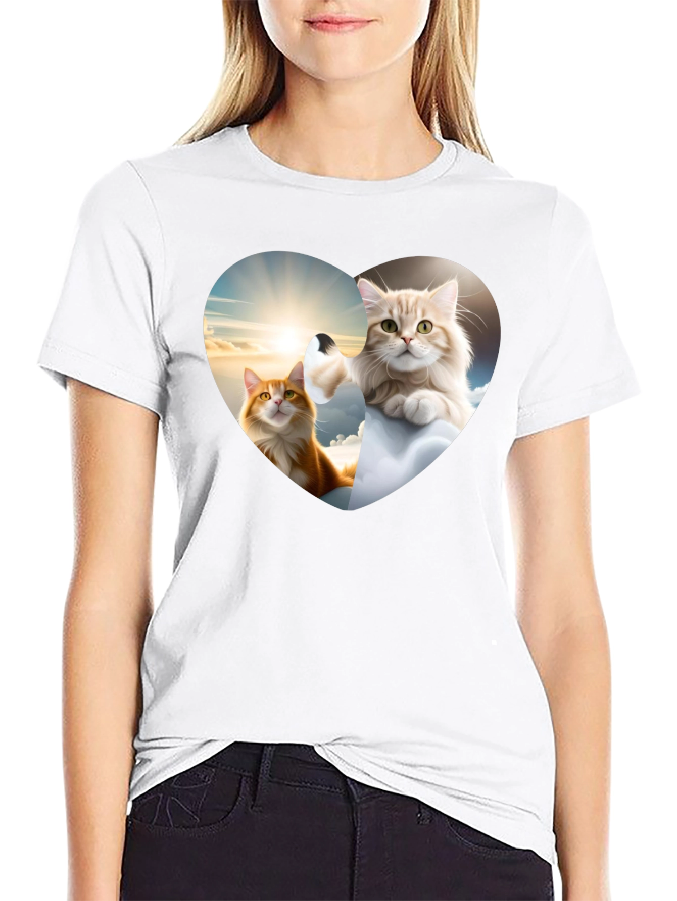 Cats in Heart Sky T-Shirt