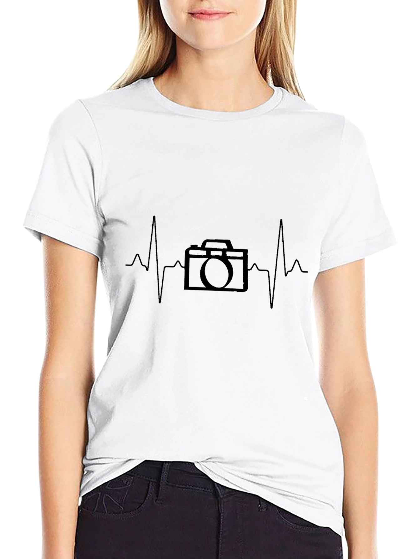 Photographer Heartbeat T-Shirt - Black Cotton Tee