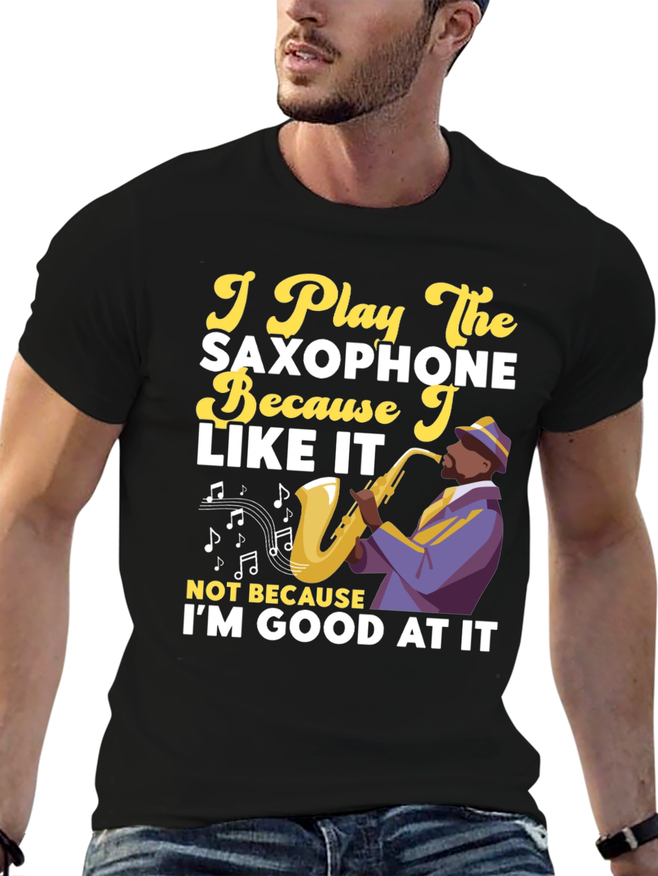Saxophone Player Graphic Tee - Music Lovers T-Shirt