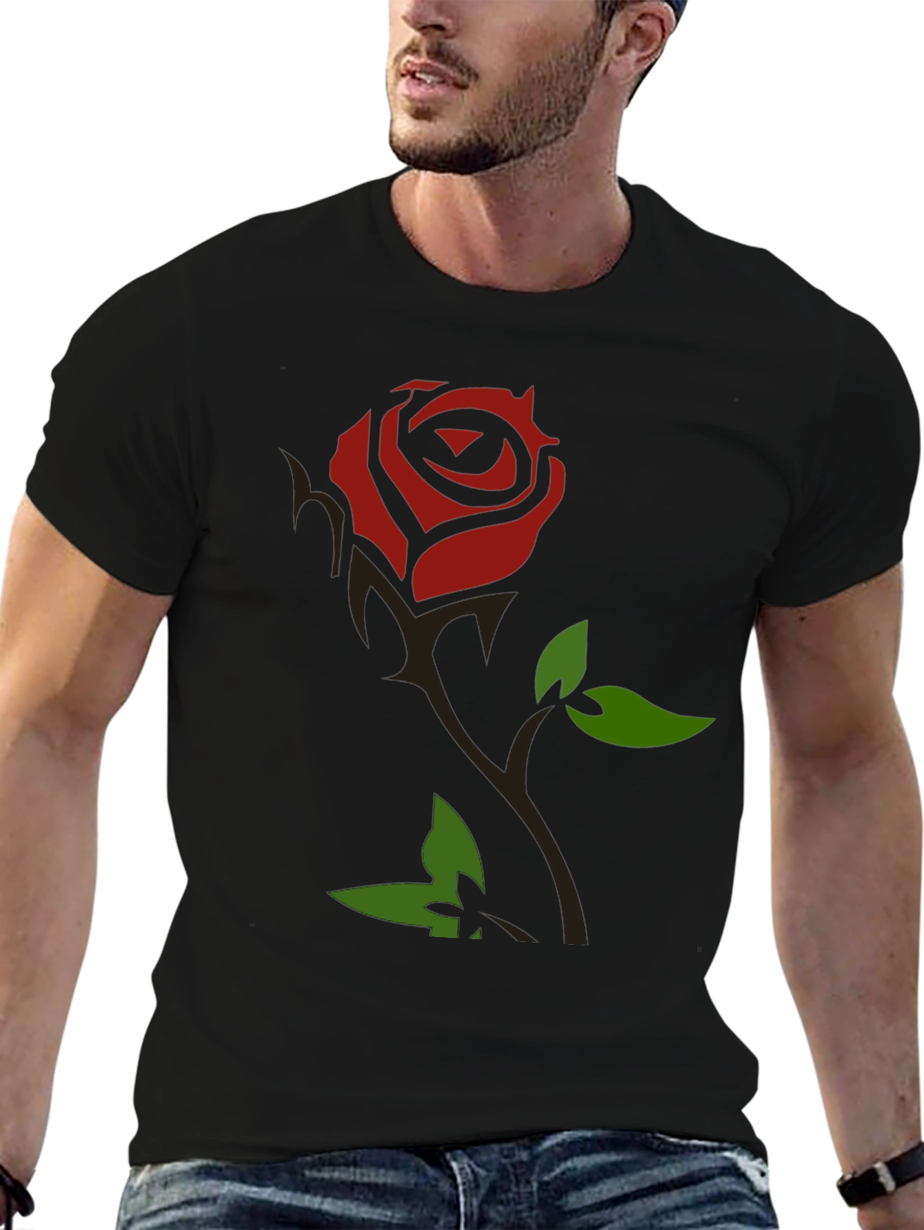Rose Graphic Black T-Shirt